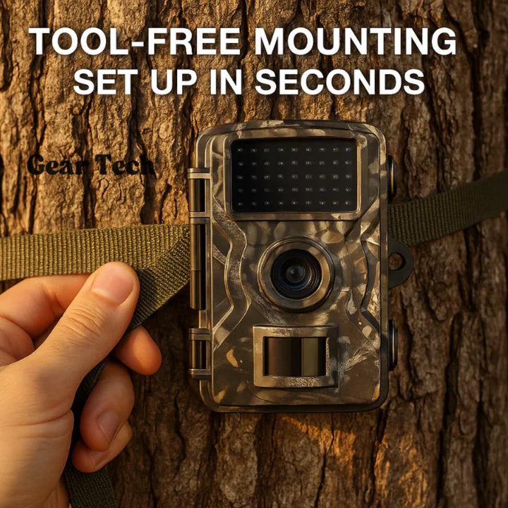 Outdoor trail camera with motion sensor and weatherproof casing for wildlife monitoring