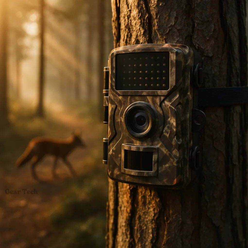 Trail camera showing infrared LED configuration and motion detection sensor