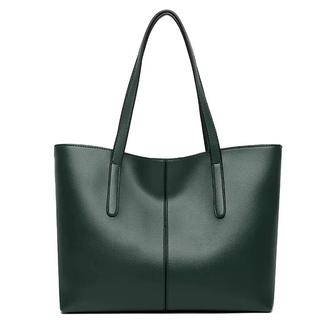 Women's shoulder tote with open-top design and spacious interior, three-quarter view