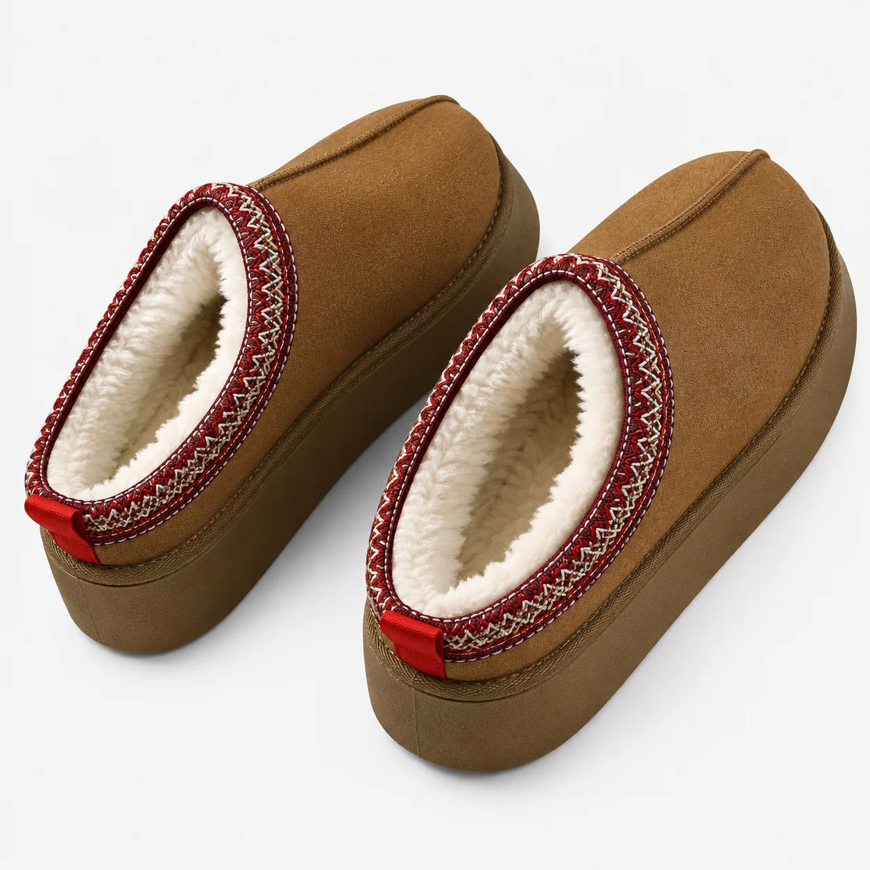 Women's faux suede platform slippers with cosy fleece lining for indoor and outdoor use