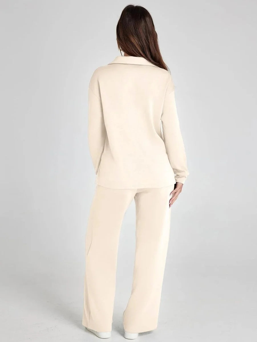 Close-up of structured fabric and clean finish on two-piece lounge set