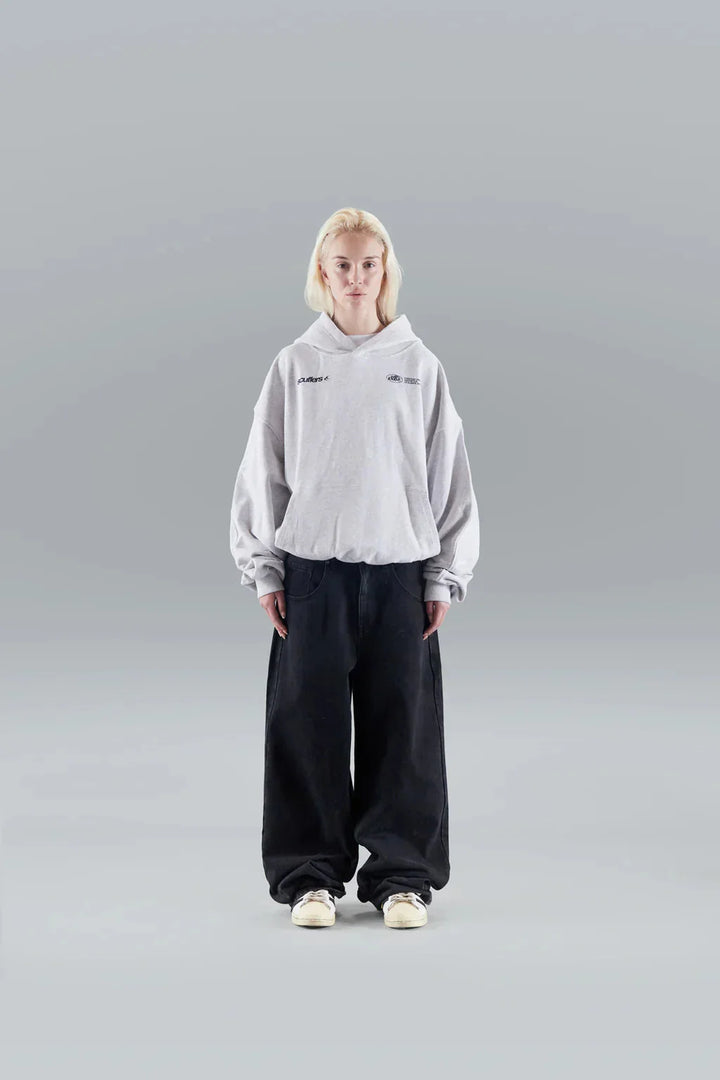 Women's cropped hoodie showing length just above waist when worn