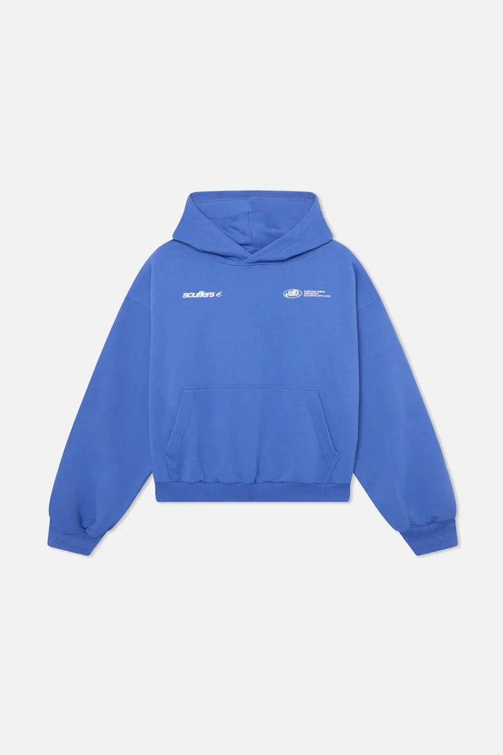 Back view of women's oversized hoodie showing dropped shoulder seams