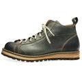 Men's lace-up hiking boots with lugged sole and reinforced stitching in grey-green finish