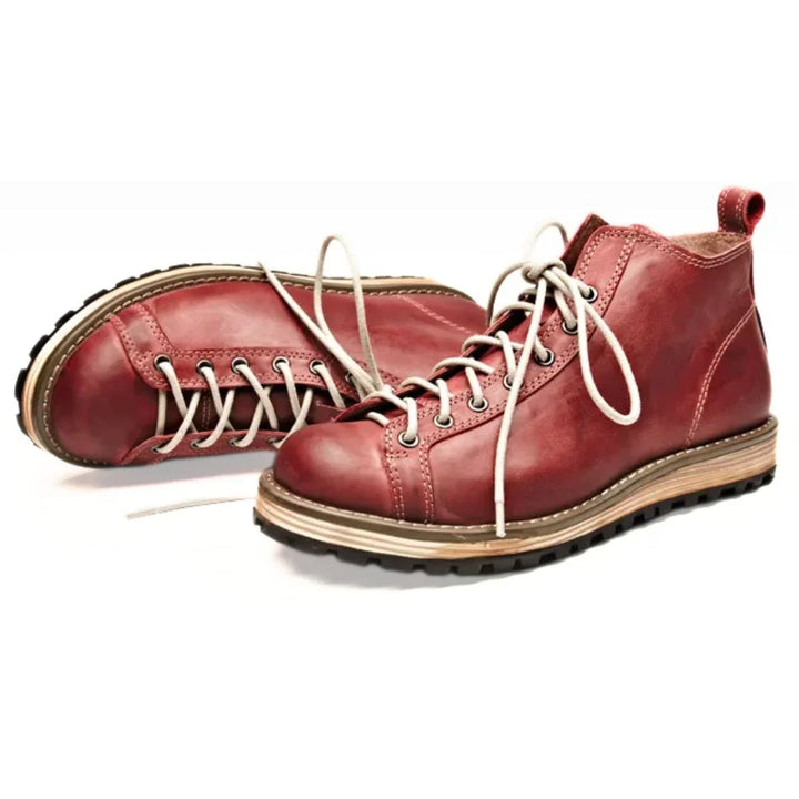 Lugged outsole on men's hiking boots providing grip and traction on outdoor terrain