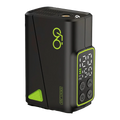 Electric bike pump with digital display showing pressure readings and neon green accents on black housing