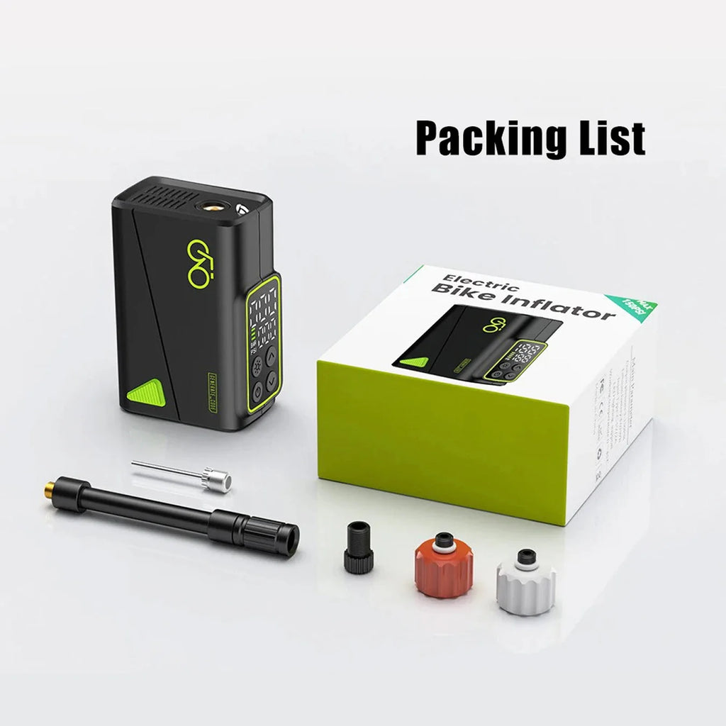 Portable electric inflator for bikes featuring digital pressure display and one-click inflation operation