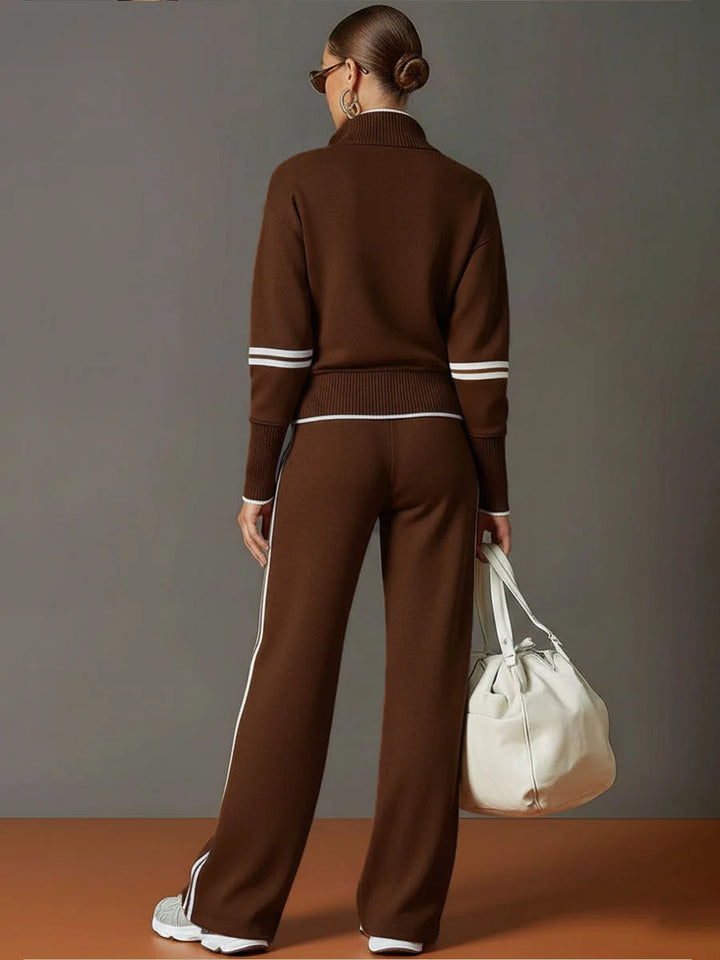 Full coordinated tracksuit set styled with trainers for everyday casual wear