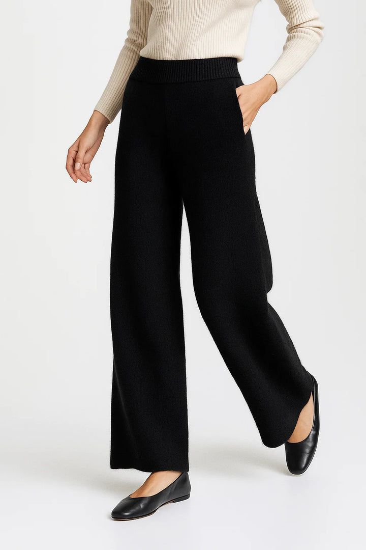 Mohair lounge set styled for casual wear with neutral footwear and minimal accessories