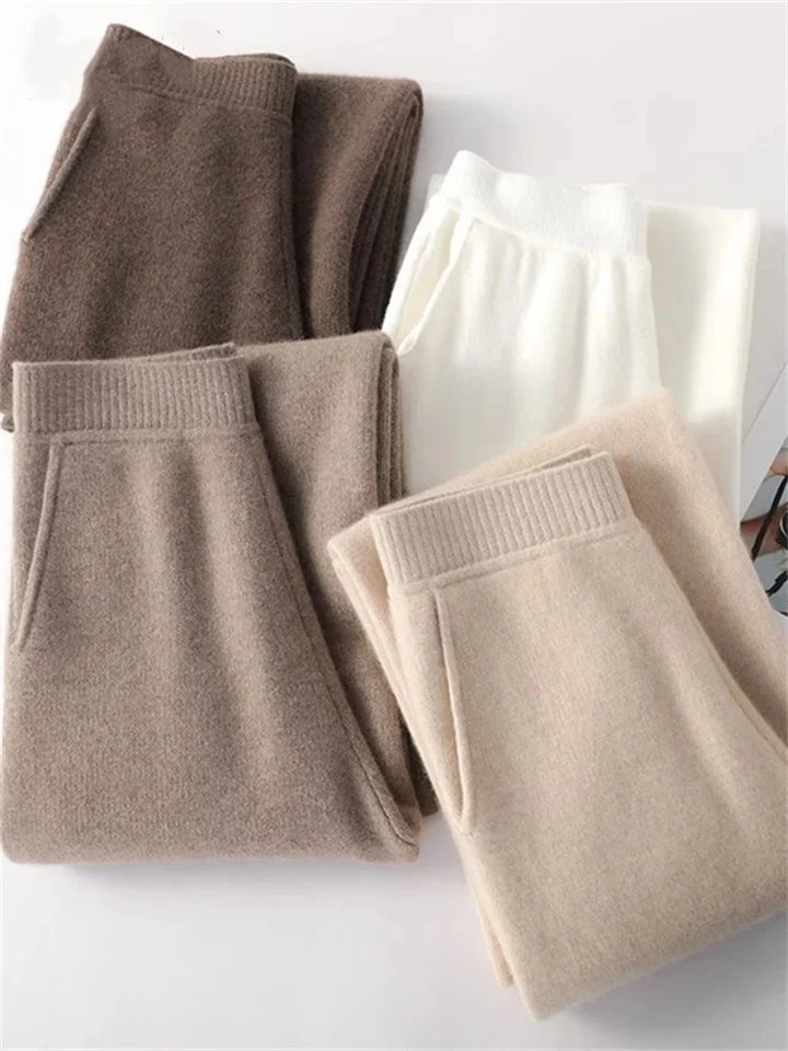 Close view of mohair lounge set turtleneck roll and ribbed knit texture detail