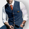 Men's smart-casual waistcoat with chest pocket and decorative buttons for formal occasions