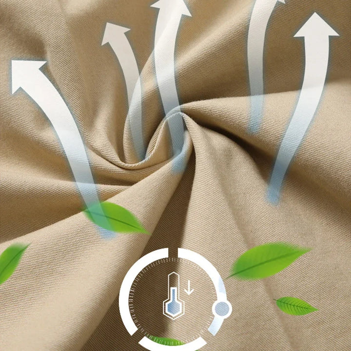 Detail of elasticated waistband on men's dress trousers with belt loops and smooth fabric