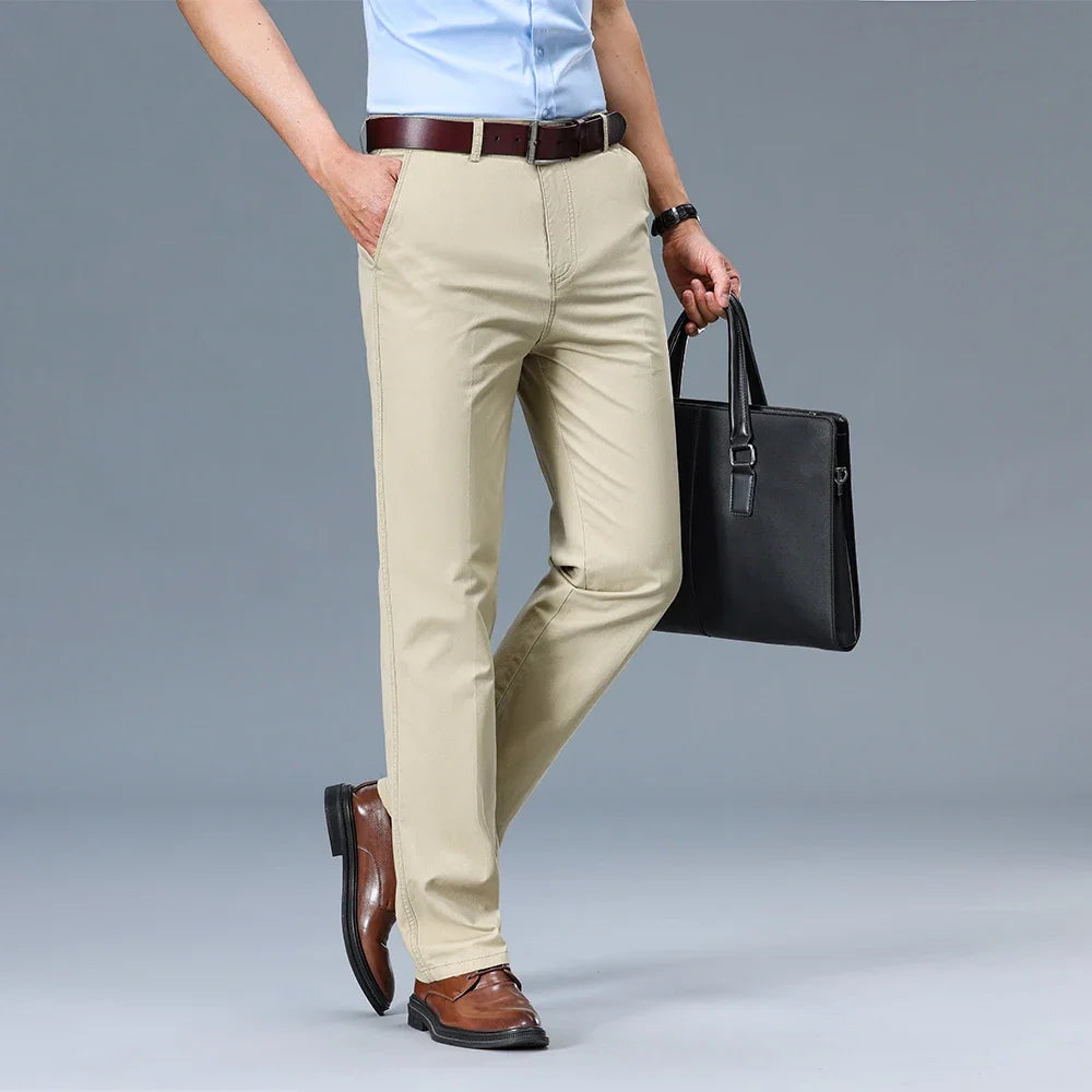 Men's office trousers in black with structured fabric and comfortable elasticated waist