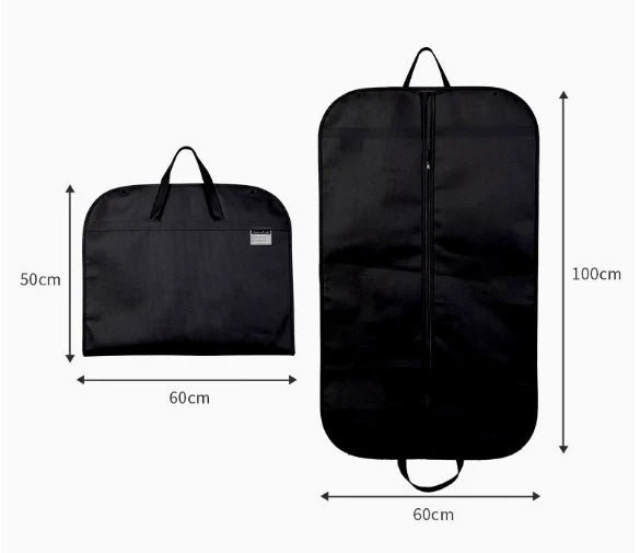 Suit carrier bag with vinyl window panel and full-length zip for easy garment access