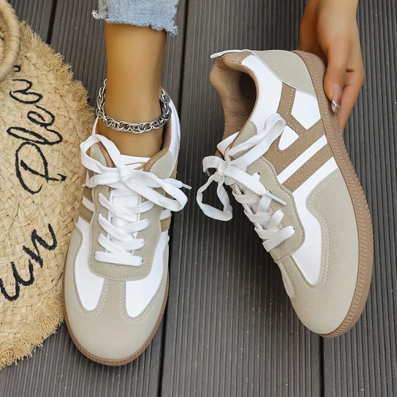 Women's wide-toe trainers styled with casual jeans for everyday wear and comfort
