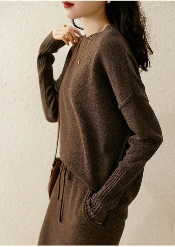 Close-up of soft knit fabric texture on jumper showing comfortable stretch