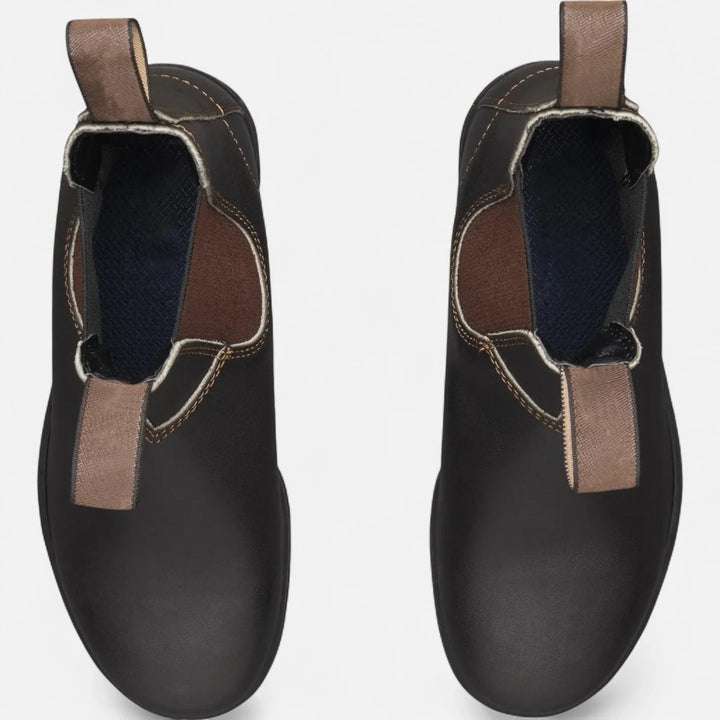 Chelsea boots showing ankle-height silhouette and grip sole for work and casual use