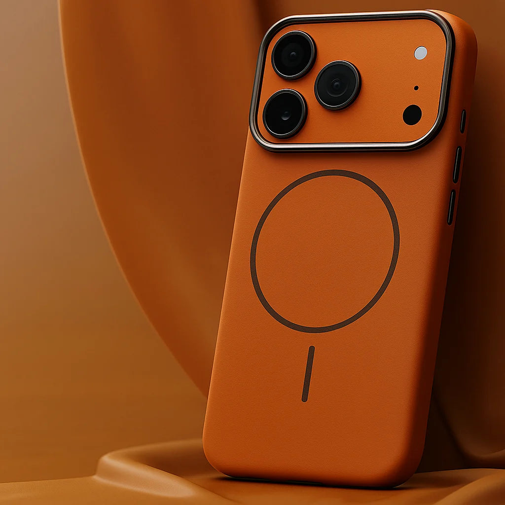 iPhone case with integrated magnetic ring for MagSafe charging and reinforced camera surround detail