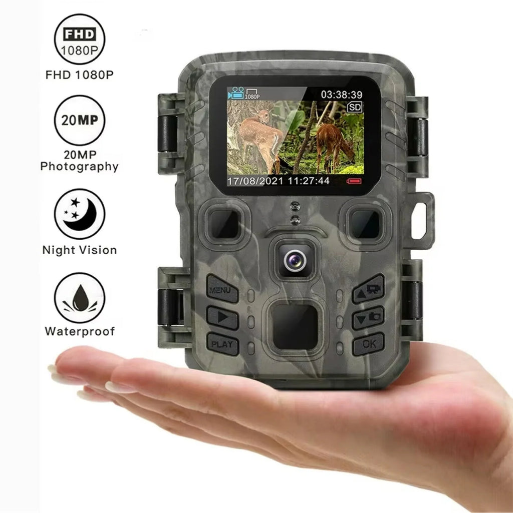 Compact wildlife camera featuring motion detection sensor and secure strap mounts for outdoor use