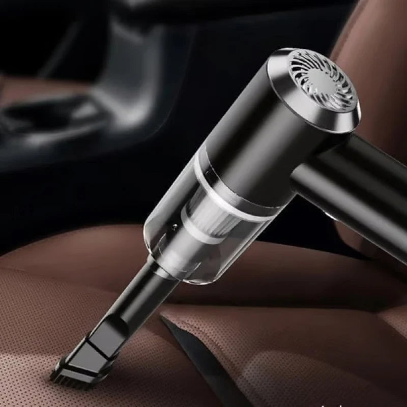 Handheld vacuum cleaner with integrated LED lighting for illuminating cleaning areas in vehicles