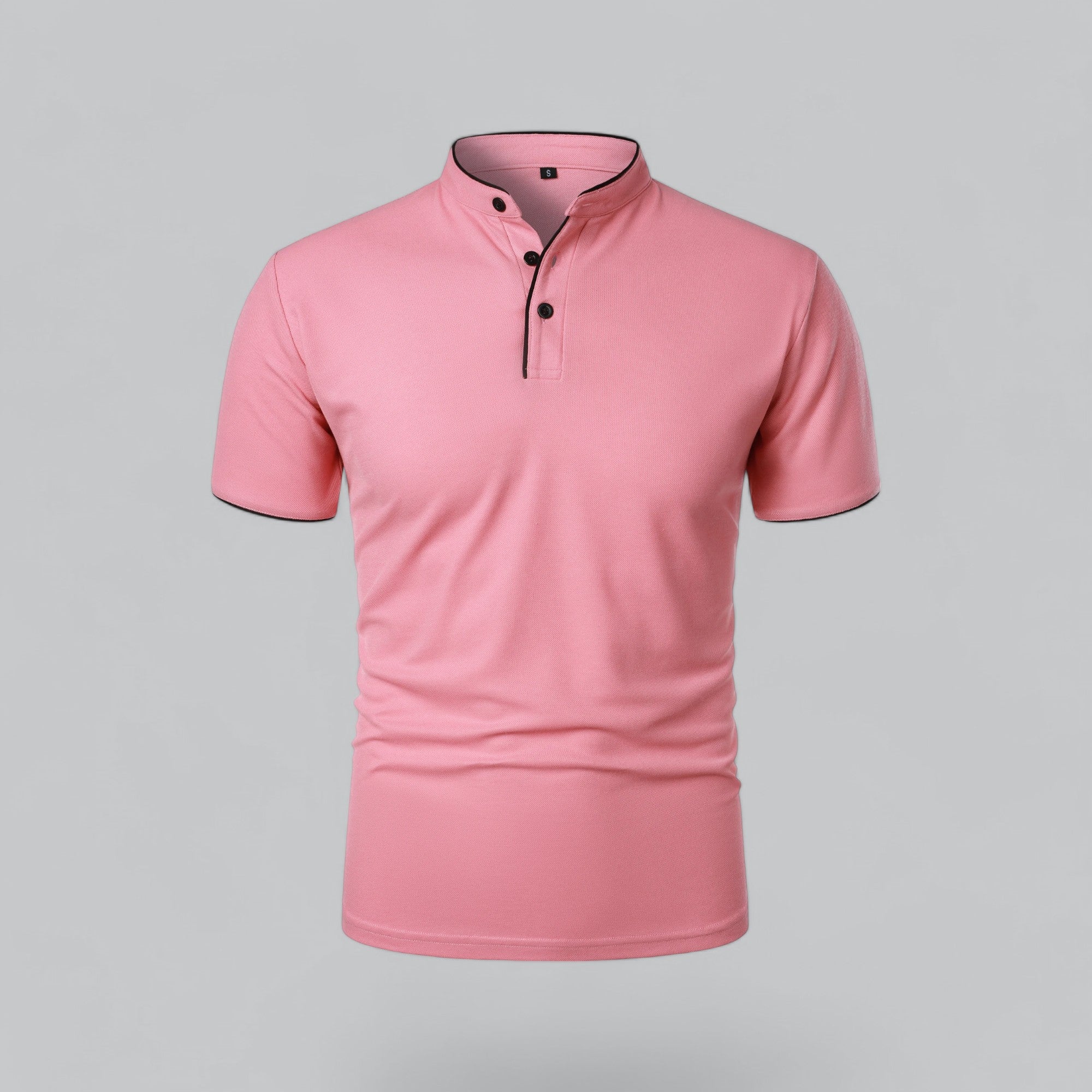 Men's short sleeve polo in pink colourway for contemporary smart-casual styling