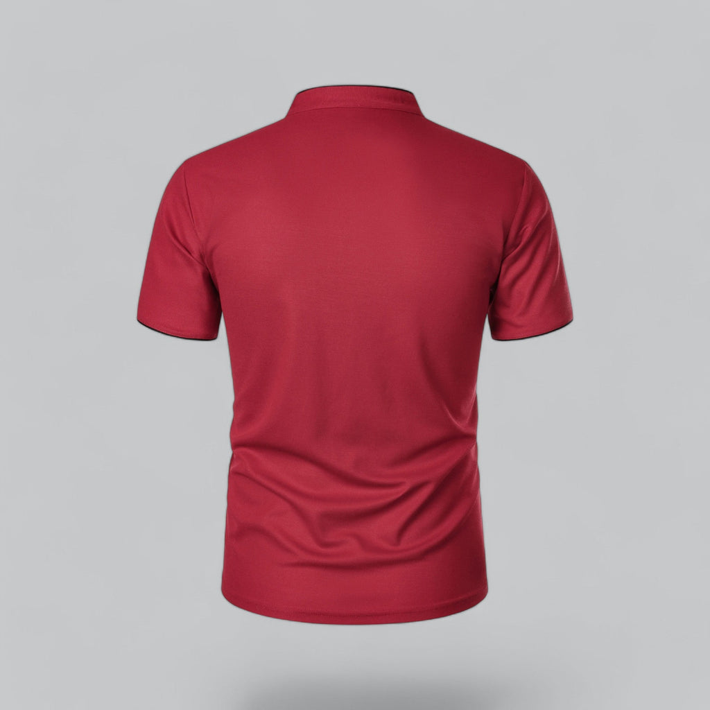 Full-length view of men's polo shirt styled with chinos for versatile wear