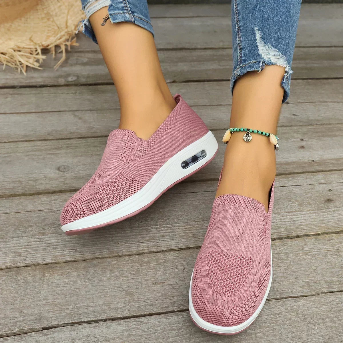 Women's slip-on platform trainers in multiple colours with cushioned air sole