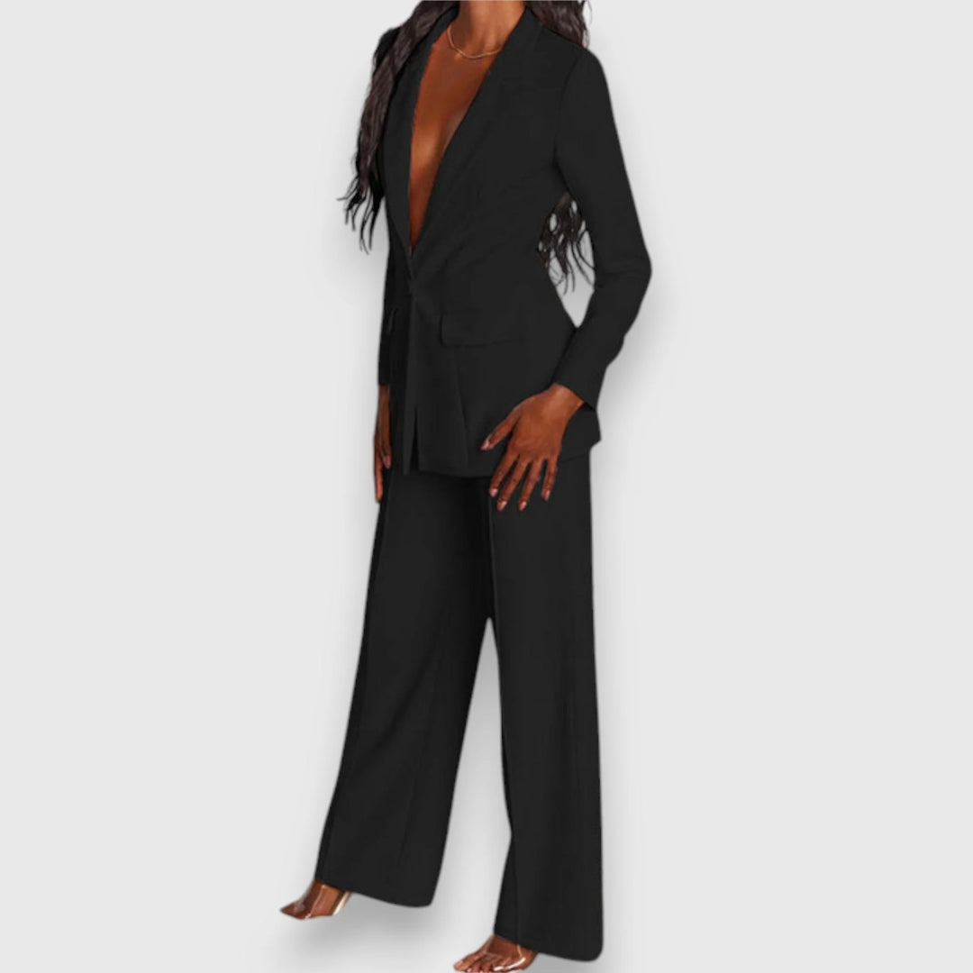 Women's tailored suit set displayed showing complete two-piece formal outfit
