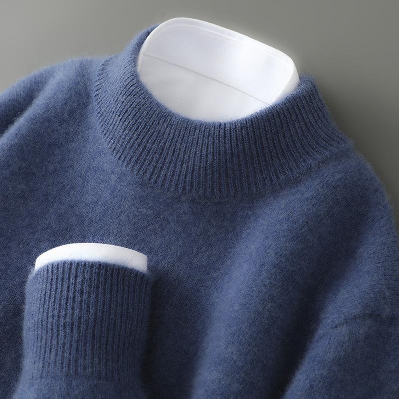 Side view of women's fine-gauge knit jumper with long sleeves