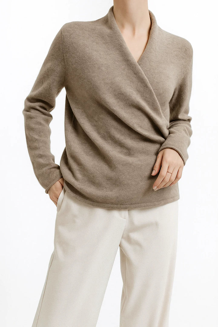 Mohair sweater relaxed fit styled with high-waist trousers for autumn look