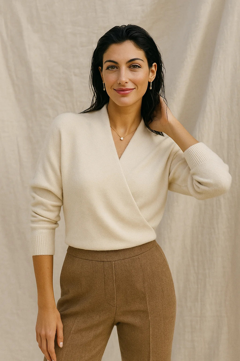Mohair sweater ribbed trims and soft knit texture for structured drape