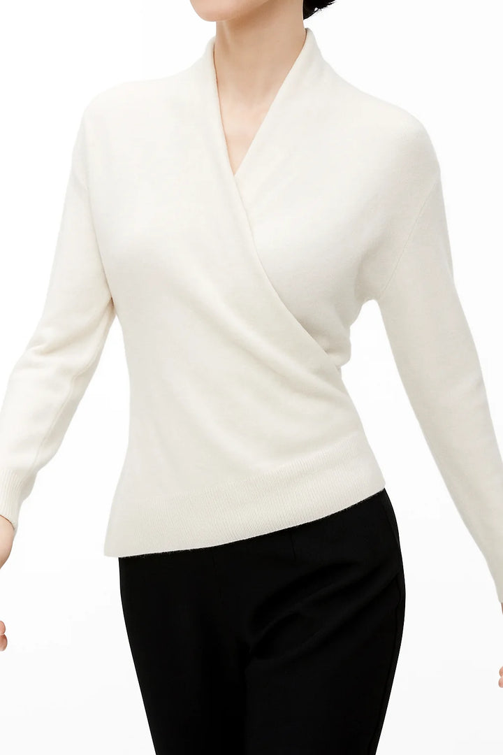Side view of women's mohair sweater showing soft drape and knit construction