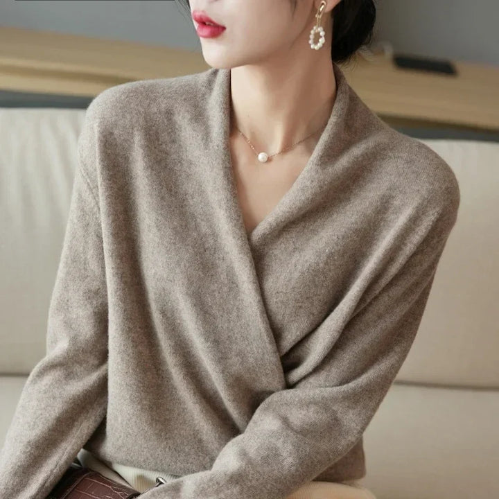 Mohair sweater wrap V-neck detail with fuzzy texture and warming feel