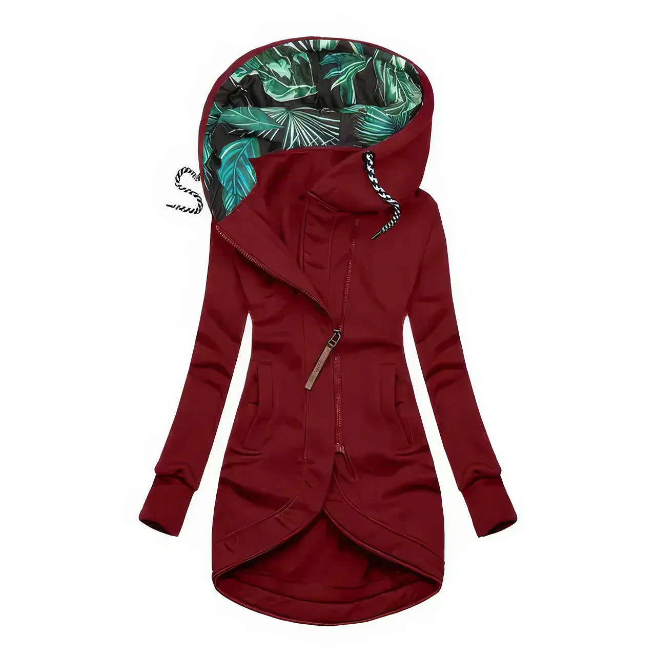 Women's hooded parka jacket styled over casual outfit for everyday winter wear
