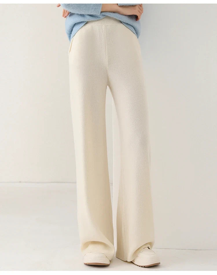 Close-up of Merino Pants knit fabric showing soft texture and natural finish