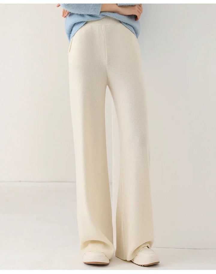 Close-up of Merino Pants knit fabric showing soft texture and natural finish