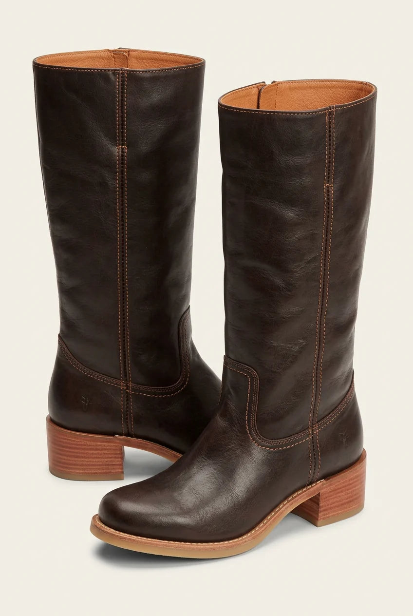 Women's mid-calf boots showing interior lining and comfortable fit construction