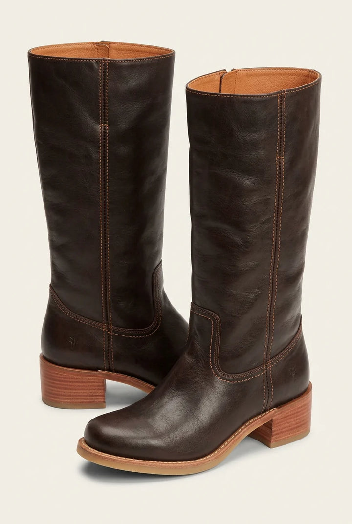 Women's mid-calf boots showing interior lining and comfortable fit construction