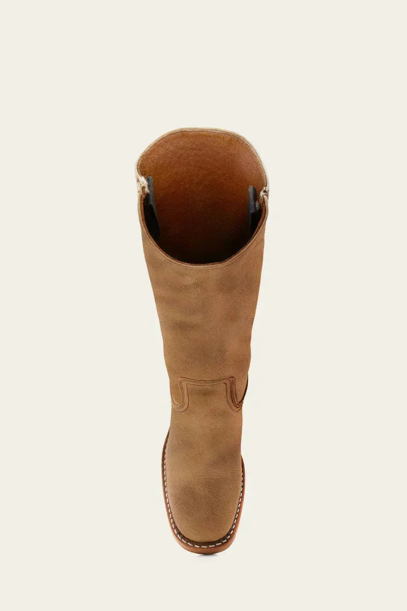 Interior view of women's mid-calf boots showing soft lining and side zip closure