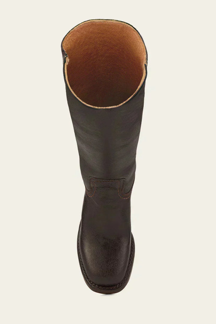 Women's mid-calf boots in khaki colourway with block heel and contrast detail