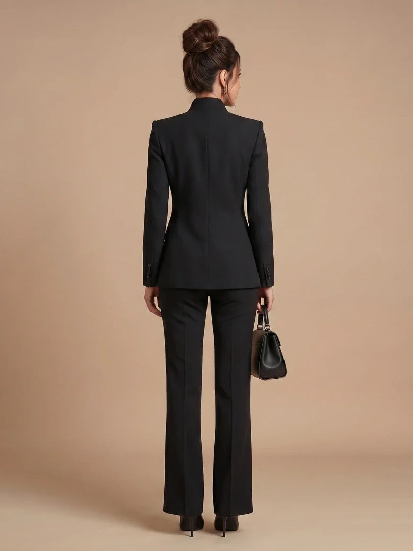 Structured tailored blazer in cream with single-button closure for women