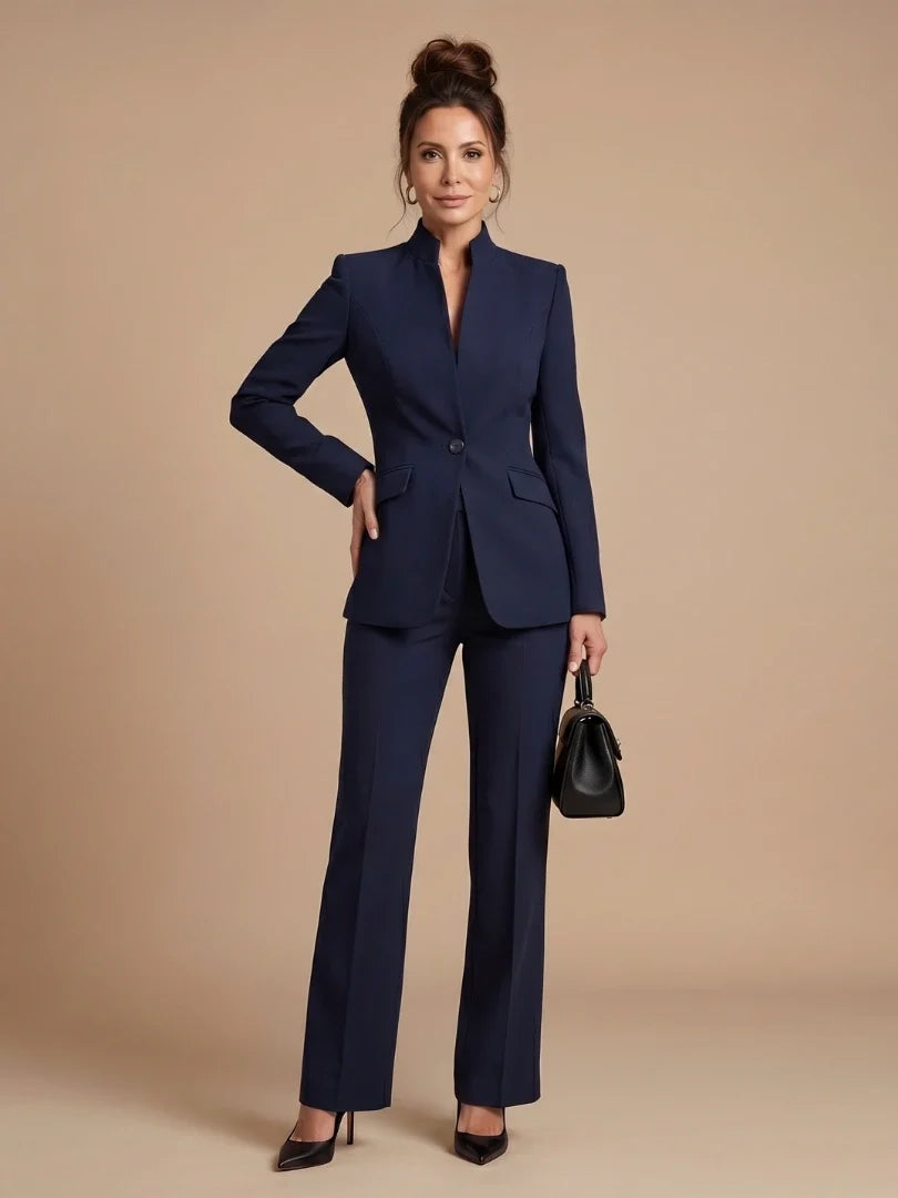 Women's tailored blazer in cream showcasing clean lines and structured fit