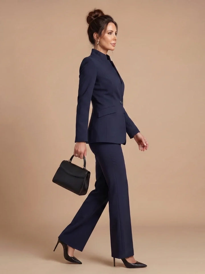 Cream tailored blazer for women with structured shoulders and smooth fabric