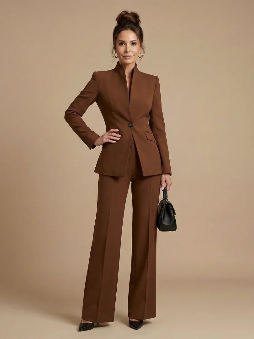 Women's tailored blazer in cream with clean lines and structured fit
