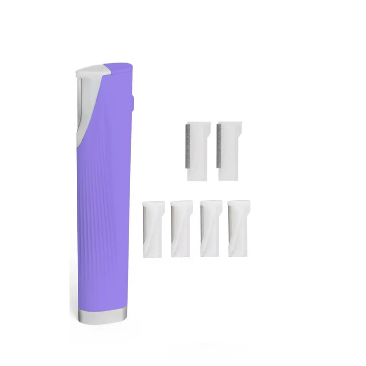 Rechargeable dermaplaning tool showing ergonomic design and LED lighting feature for safe use