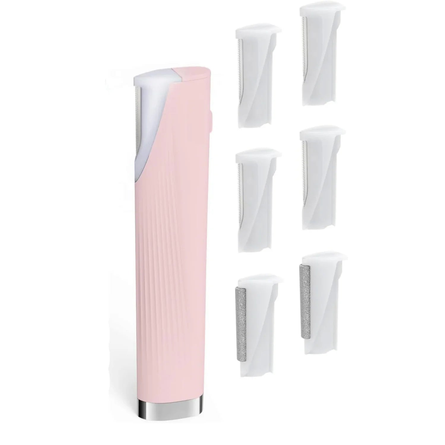 Complete dermaplaning tool set with multiple blade options and LED-equipped rechargeable handle
