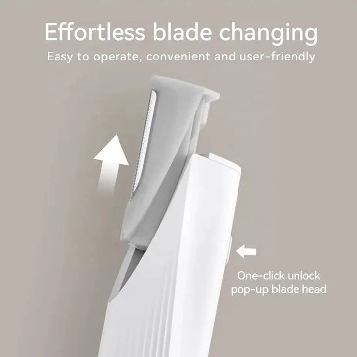 Close-up view of dermaplaning tool blade attachments showing surgical-grade steel construction and precision design