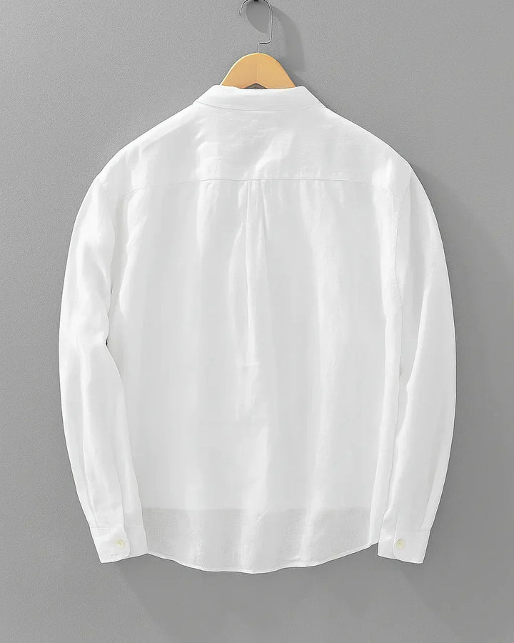 Men's relaxed fit popover shirt with curved hem and oversized silhouette for casual layering