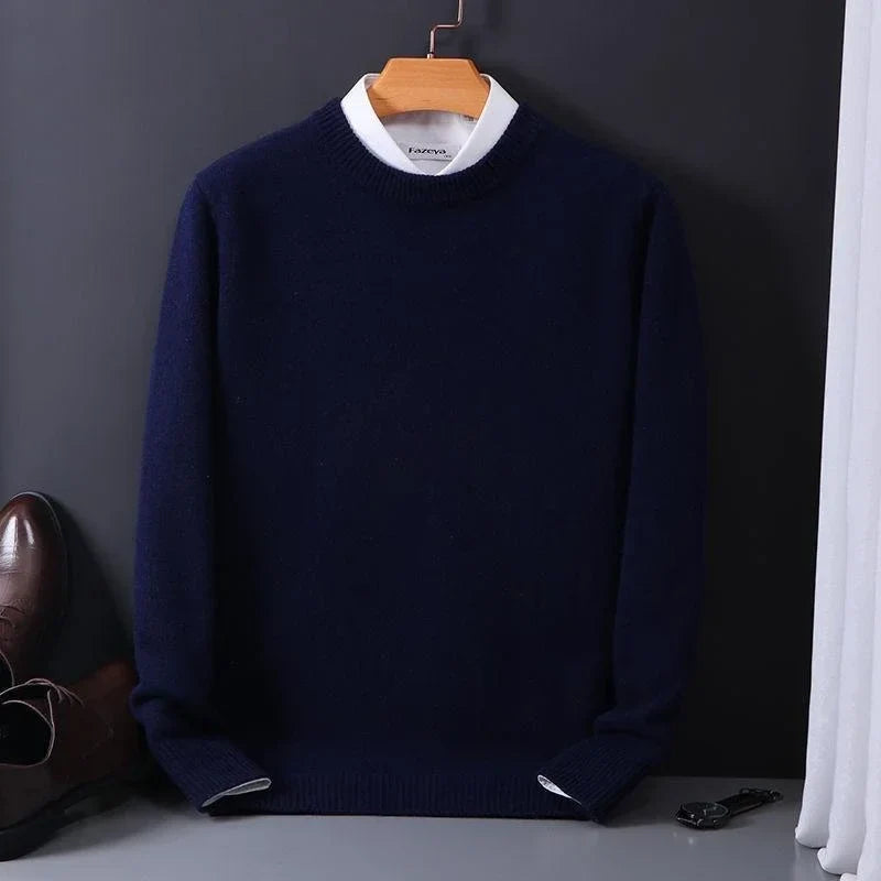 Versatile men's pullover with crew neckline and ribbed hem detailing for everyday wear