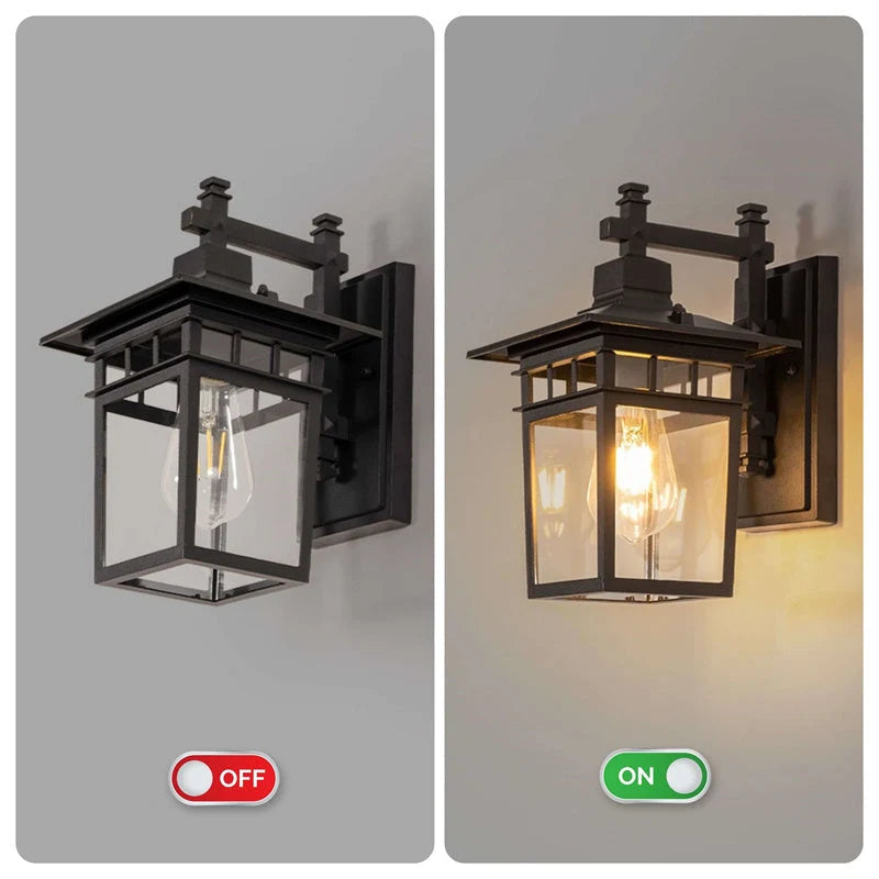 Outdoor lantern wall light size comparison showing 24 x 32 cm dimensions